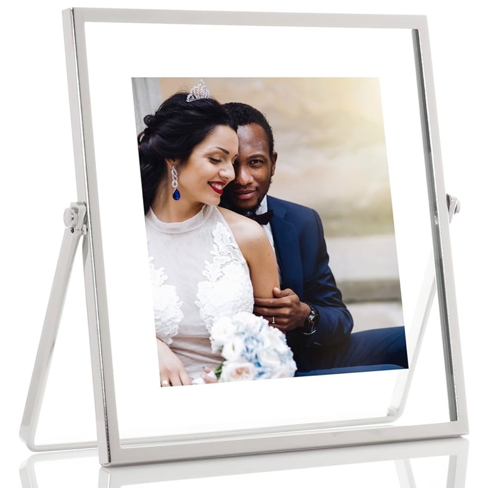 Lawrence Frames Silver Metal Easel Float Picture Frame 4×4 NEW
